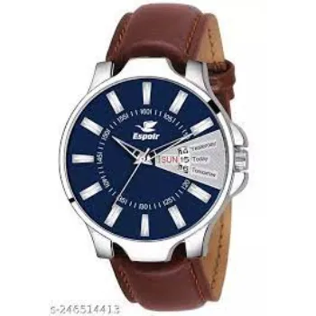 Brown Leather Date Display Time Watch